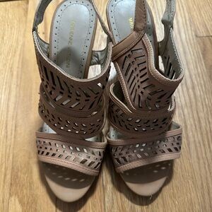 Adrienne Vittadini Beige Cutout Sandals